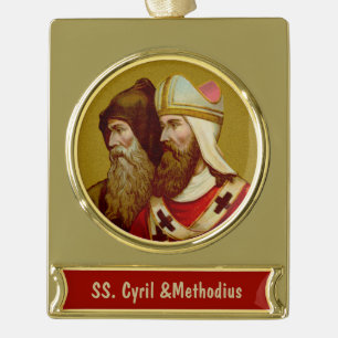 SS. Cyril & Methodius (M 001) Gold Plated Banner Ornament