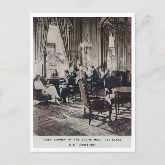 SS Leviathan First Class Social Hall Vintage  Postcard (Front)