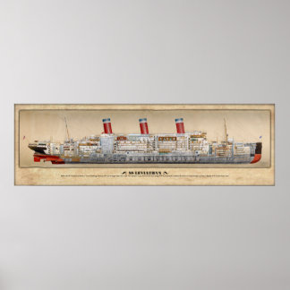 SS Leviathan Inboard Profile/Cutaway Poster