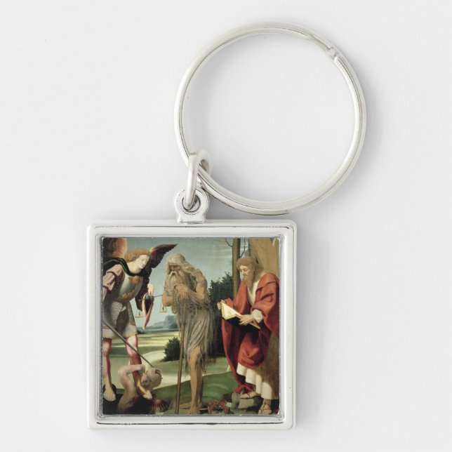SS. Michael, Andrew and Onuphrius (oil on panel) Key Ring (Front)