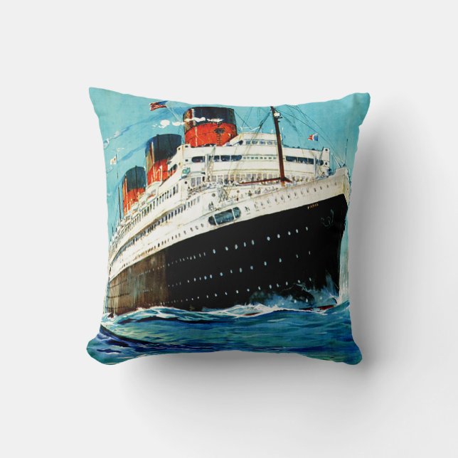 ss Paris ~ French Line Cushion (Front)