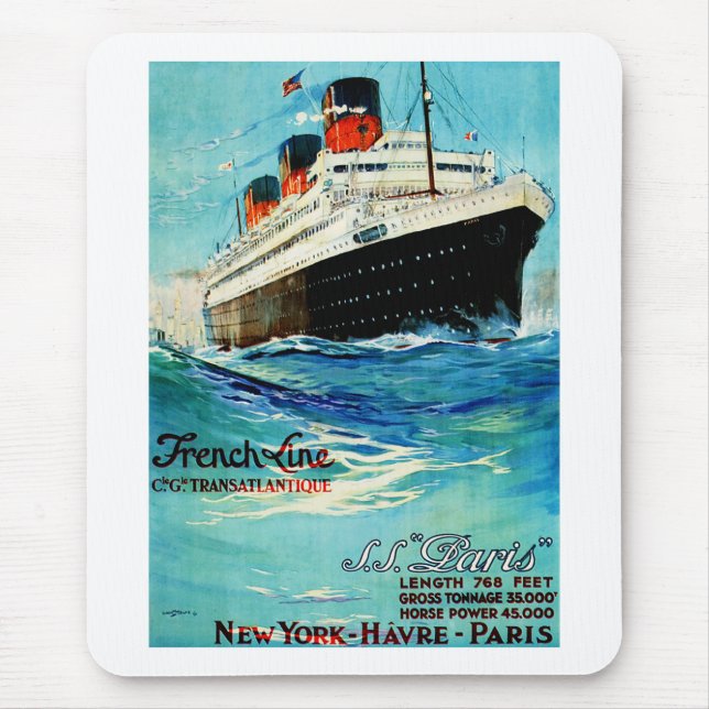 ss Paris ~ French Line Mouse Pad (Front)