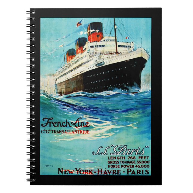 ss Paris ~ French Line Spiral Notebook (Front)