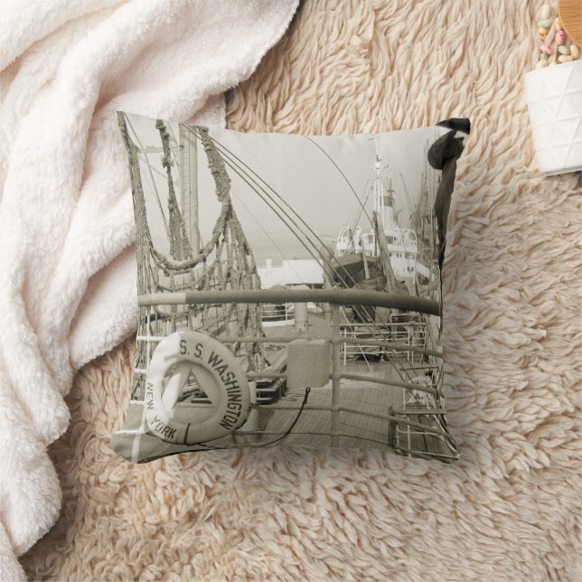 SS Washington Luxury Liner Cruise Ship 1930's Deck Cushion (Blanket)