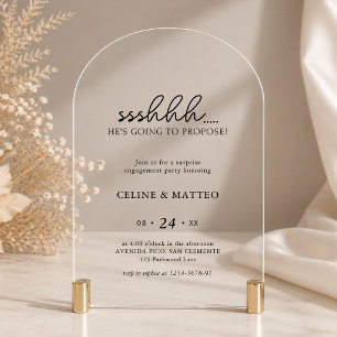Sshh.. He's Going to Propose Surprise Engagement Acrylic Invitations