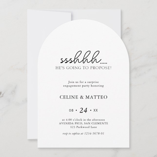 Sshh.. He's Going to Propose | Surprise Engagement Invitation (Front)