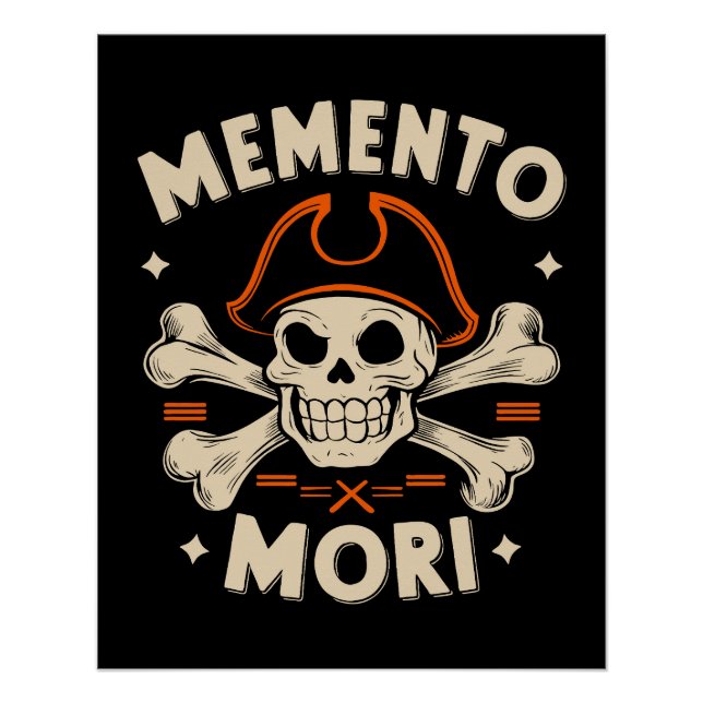 Sskull and bones with a pirate hat - Memento mori Poster (Front)