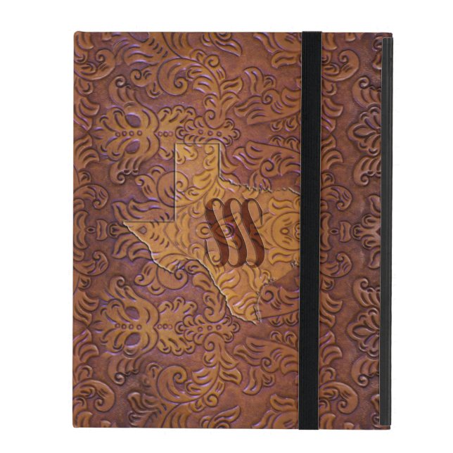 SSS Texas Tooled Leather iPad Case (Front Closed)