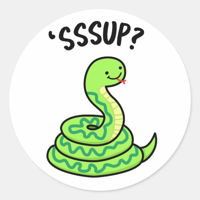 Sssup Funny Hissing Snake Pun  Classic Round Sticker (Front)