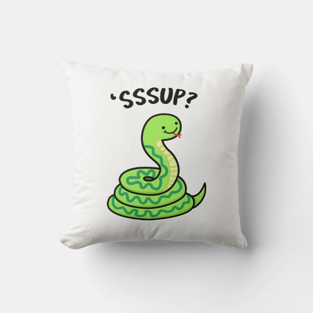 Sssup Funny Hissing Snake Pun  Cushion (Front)