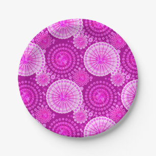 SStarbursts and pinwheels, amethyst purple Paper Plate