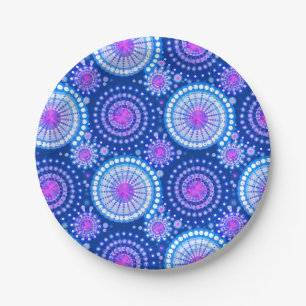 SStarbursts and pinwheels, cobalt blue & white Paper Plate