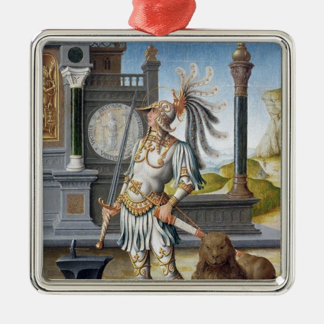 St. Adrian in Armour in an Open Landscape Metal Tree Decoration (Front)