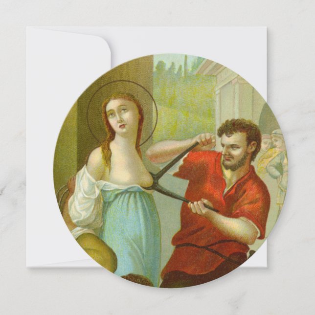 St Agatha (M3) 5.25"x 5.25" Circular Greeting Card (Front)
