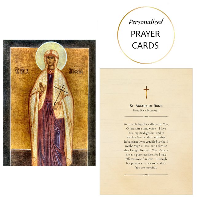 St. Agatha of Rome Orthodox Christian Prayer Card  (Creator Uploaded)