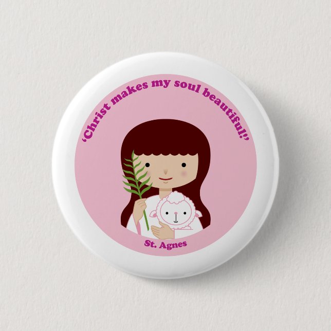 St. Agnes 6 Cm Round Badge (Front)