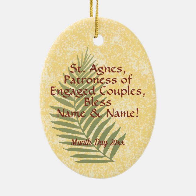 St. Agnes of Rome (BC 01) Ceramic Tree Decoration (Back)