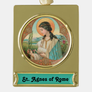 St. Agnes of Rome (BK 006) Gold Plated Banner Ornament