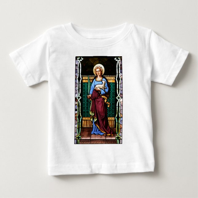 St Agnes of Rome, holding lamb and palm leaf Baby T-Shirt (Front)