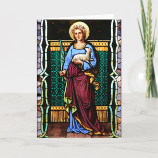 St Agnes of Rome, holding lamb and palm leaf Card
