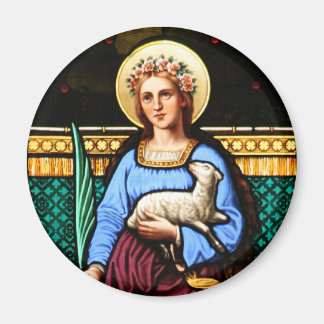 St Agnes of Rome, holding lamb and palm leaf Magnet