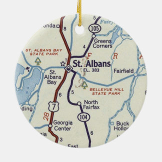 St. Albans Vermont Vintage Map Ceramic Tree Decoration