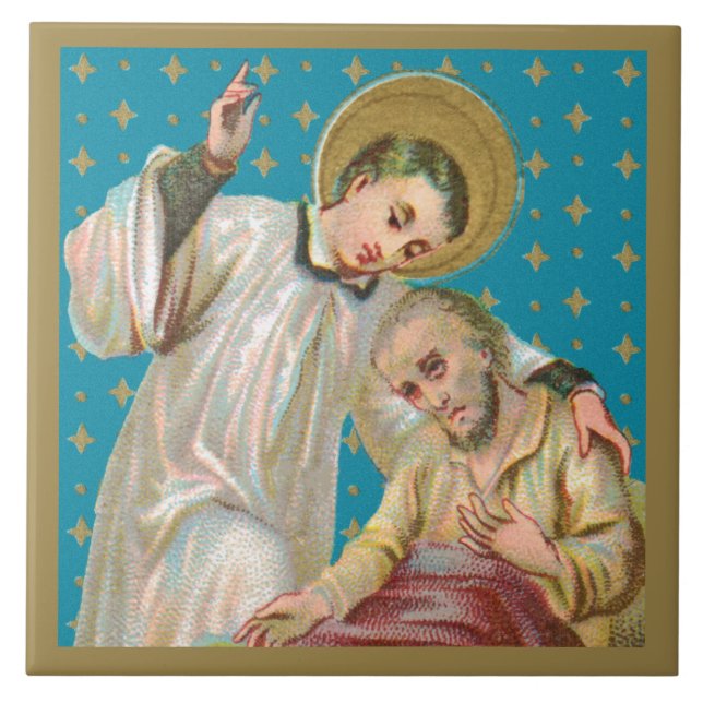 St Aloysius Gonzaga & Plague Victim (M06; NoName) Tile (Front)