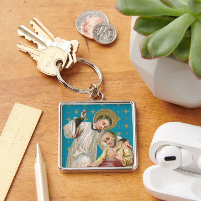 St. Aloysius Gonzaga & Plague Victim (M 006) Key Ring (Desk)