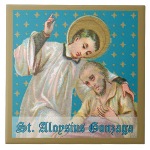 St. Aloysius Gonzaga & Plague Victim (M 006) Tile