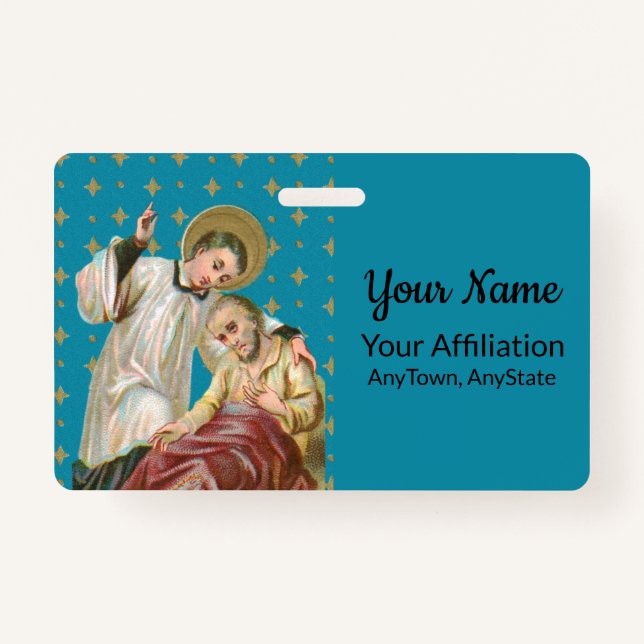 St Aloysius Gonzaga & Plague Victim (Style 1; M06) ID Badge (Front)