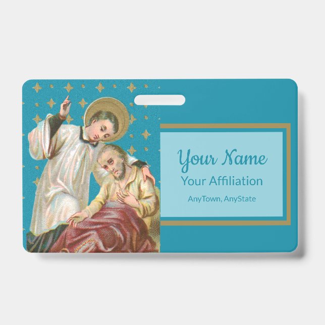 St Aloysius Gonzaga & Plague Victim (Style 2; M06) ID Badge (Front)
