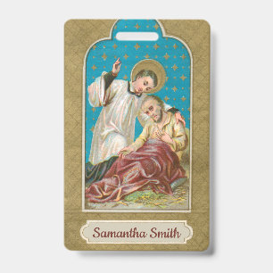 St Aloysius Gonzaga & Plague Victim (Style 3; M06) ID Badge