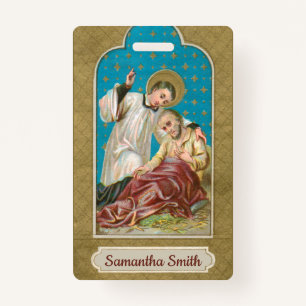 St Aloysius Gonzaga & Plague Victim (Style 3; M06) ID Badge