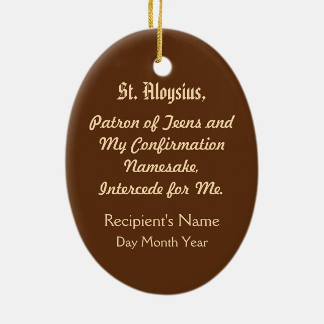 St. Aloysius Gonzaga (PM 01) Ceramic Tree Decoration (Back)