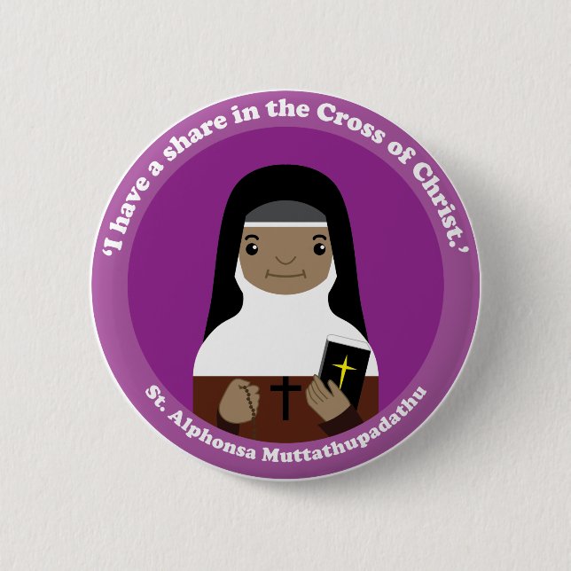 St. Alphonsa Muttathupadathu 6 Cm Round Badge (Front)