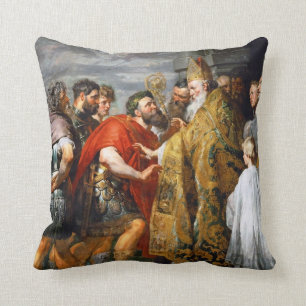 St. Ambrose and Emperor Theodosius  Paul Rubens Cushion