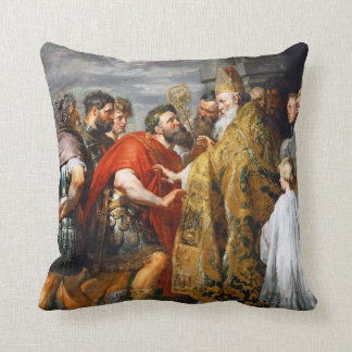 St. Ambrose and Emperor Theodosius  Paul Rubens Cushion