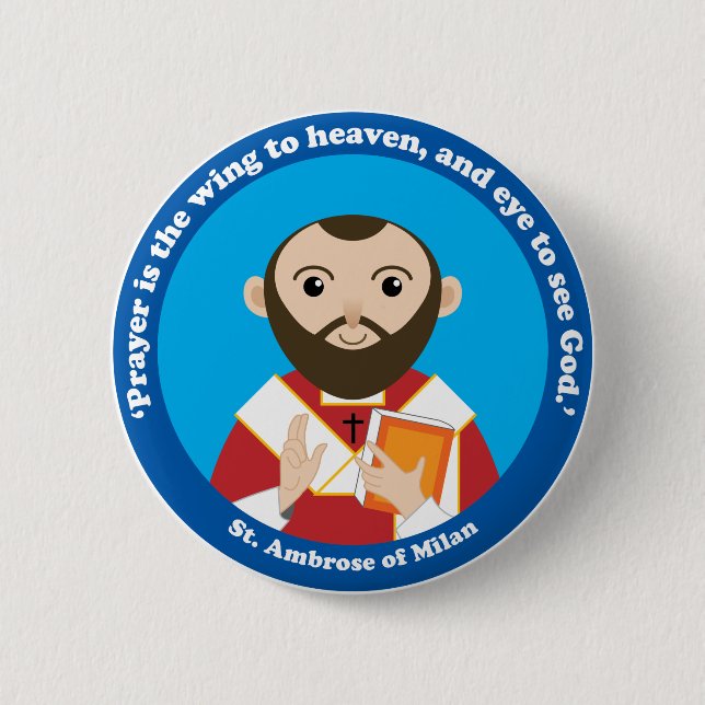St. Ambrose of Milan 6 Cm Round Badge (Front)