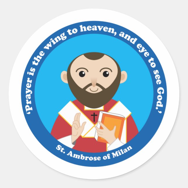 St. Ambrose of Milan Classic Round Sticker (Front)