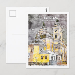 St. Andreas Dusseldorf Travel Place Watercolor Postcard
