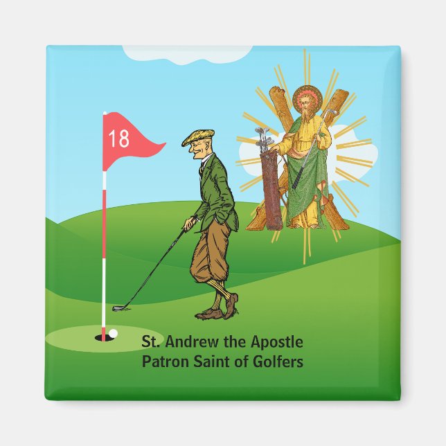 St. Andrew and Dapper Male Golfer Magnet (Front)