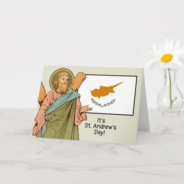 St. Andrew (RLS 01) with Flag of Cyprus Feast Day  Card (Small Plant)