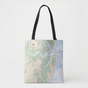 St Andrew Sound and Satilla River Nautical Chart Tote Bag
