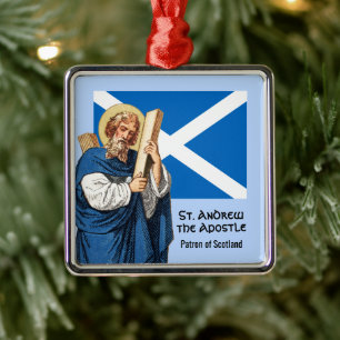 St. Andrew the Apostle and the Flag of Scotland Metal Tree Decoration