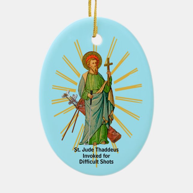 St. Andrew the Apostle / St. Jude Thaddeus Golfer Ceramic Tree Decoration (Back)