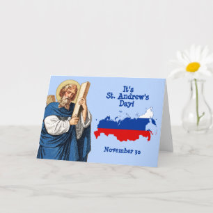 St. Andrew with Flag-Map of Russia Feast Day Card