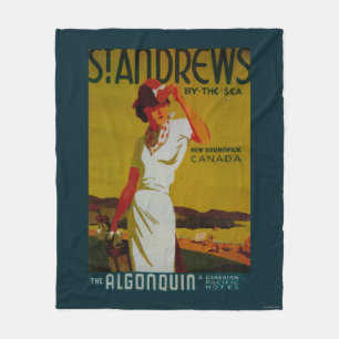 St. Andrews Algonquin Vintage PosterEurope Fleece Blanket