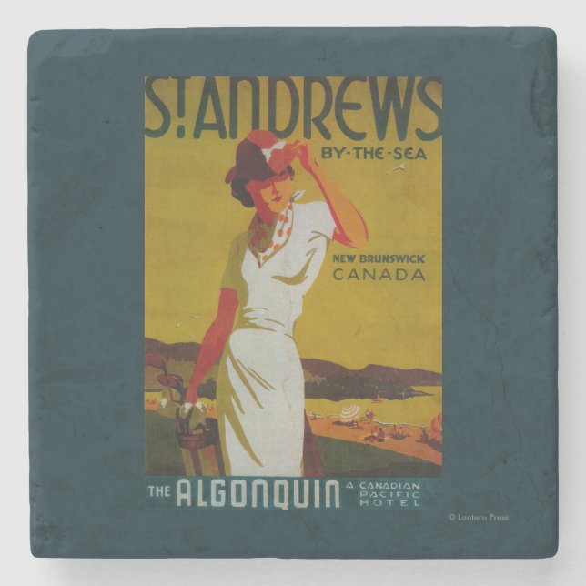 St. Andrews Algonquin Vintage PosterEurope Stone Coaster (Front)