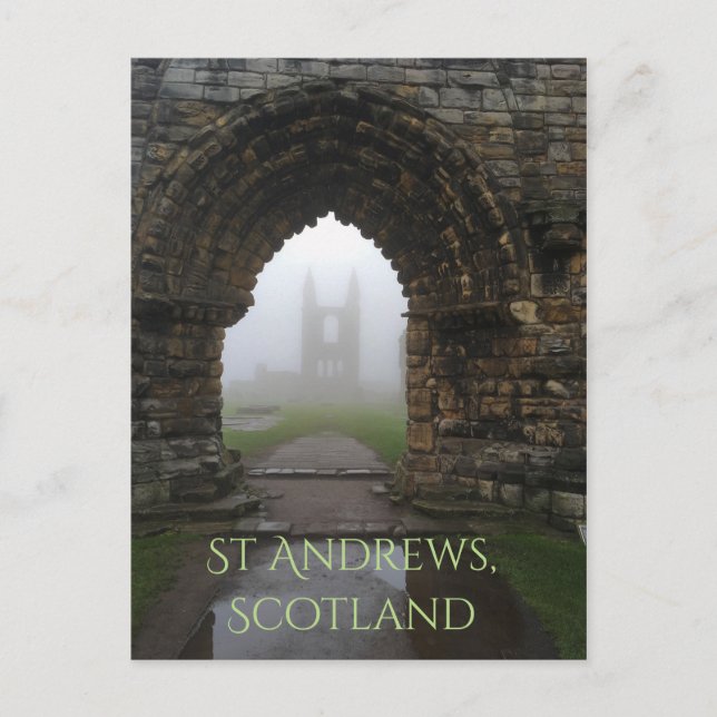 St Andrews, Scotland Cathedral Arches in Dense Fog Postcard (Front)