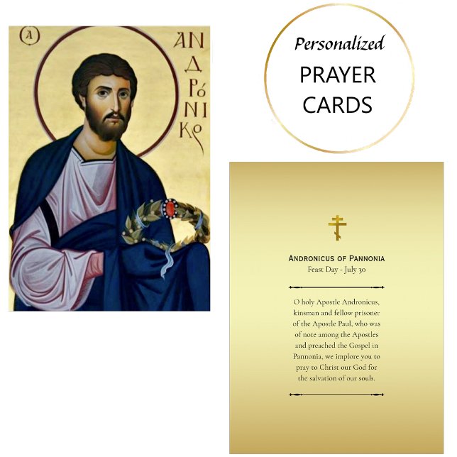 St. Andronicus of Pannonia Orthodox Prayer Card    (Creator Uploaded)